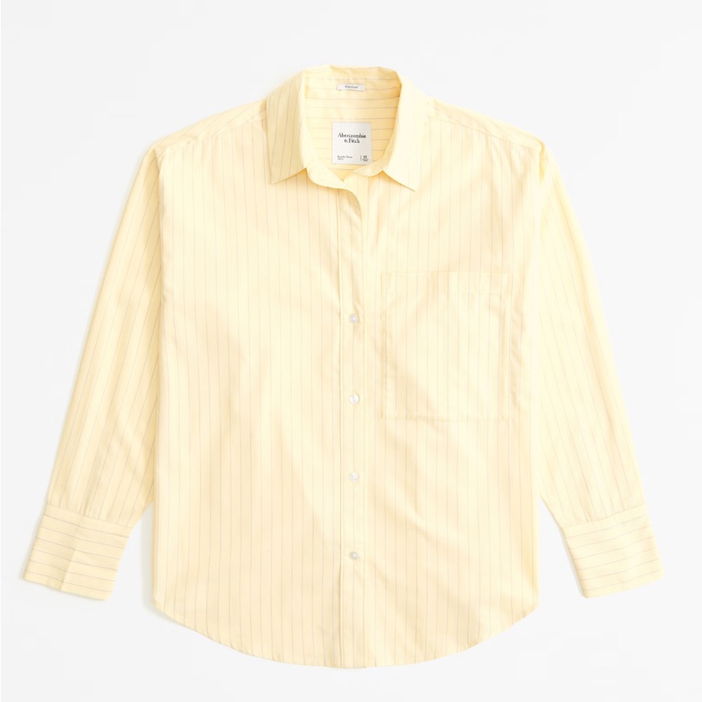 Abercrombie & Fitch   Oversized Poplin Shirt in Yellow Stripe